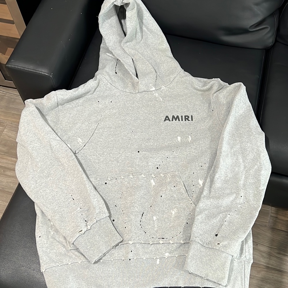 AMIRI Gray Distressed Hoodie